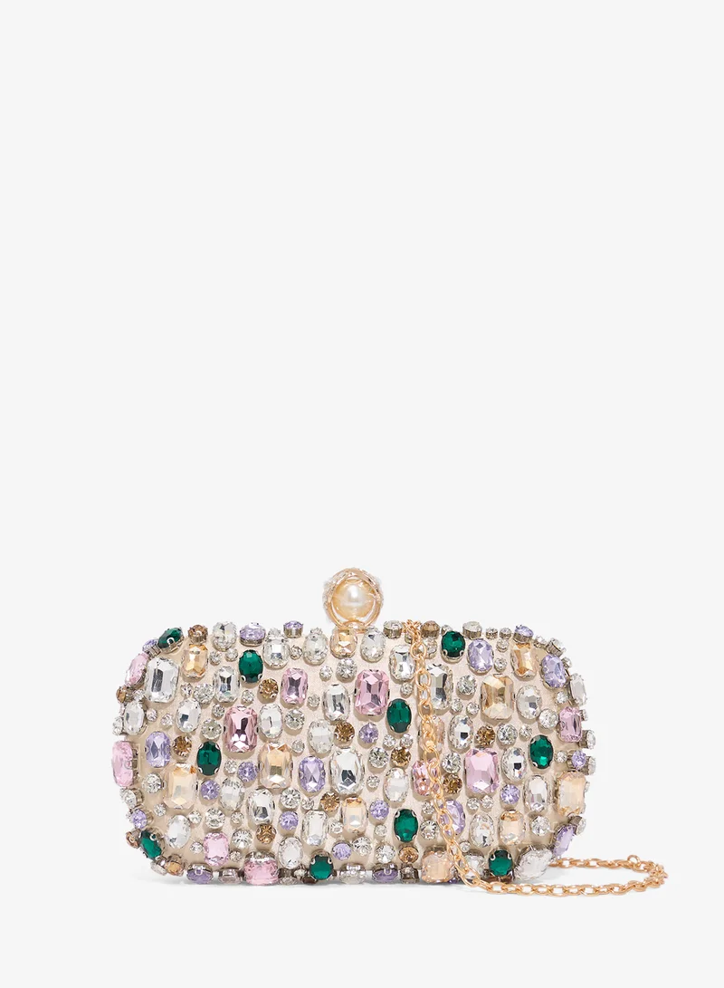 Gem Embellished Detailed Clutch